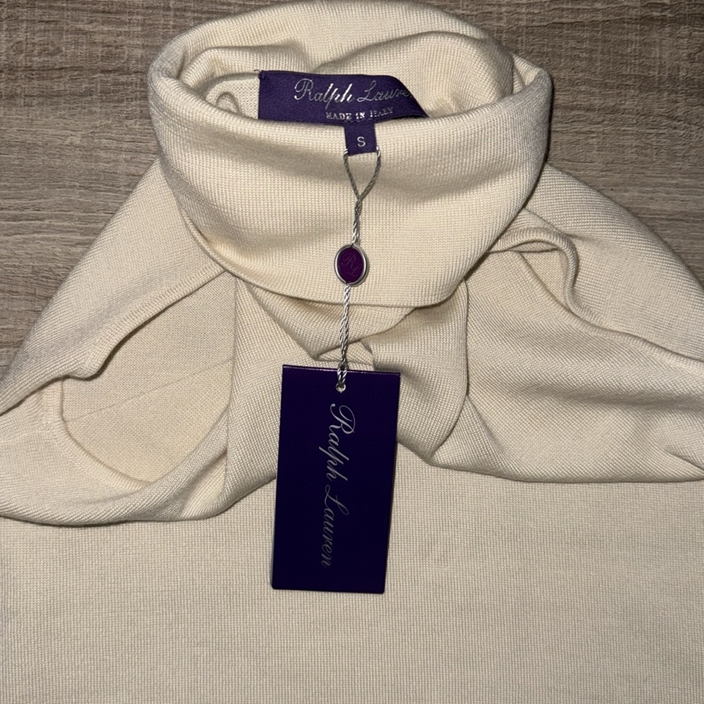 NWT RALPH LAUREN PURPLE LABEL CASHMERE TOP BLOUSE SMALL - Picture 4 of 5